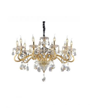 Lampadario in vetro e cristallo molato Ducale