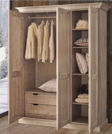 Armadio 3 ante in legno di abete Fir open