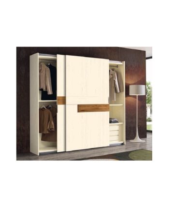Armadio in rovere Oak con ante scorrevoli aperte
