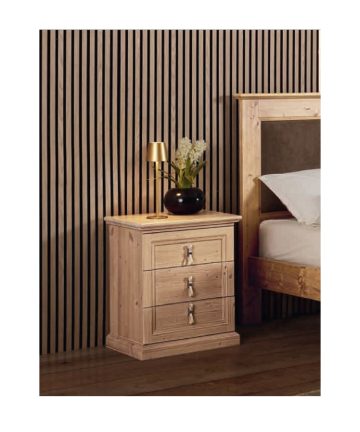 Comodino in legno di abete Fir 3 cassetti
