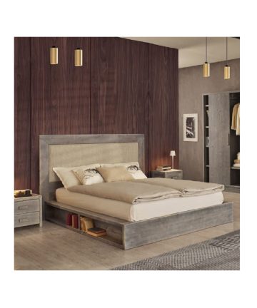Letto matrimoniale Tree in legno di abete con vani laterali