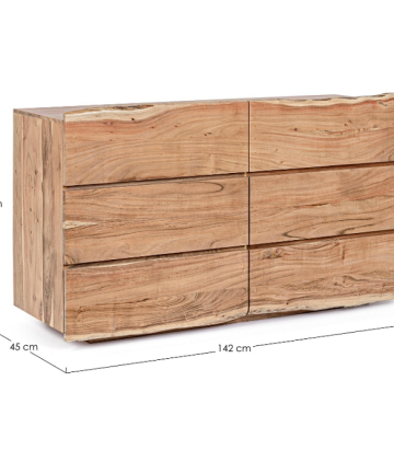 Cassettiera in legno d'acacia Nika L misure