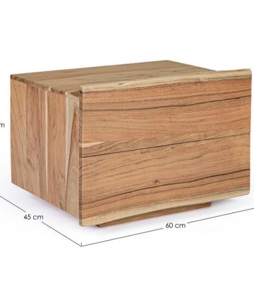 Comodini in legno di acacia Nika set 2 pezzi misure