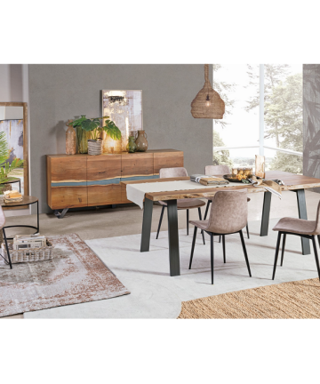 Credenza in legno d'acacia Nika 4 ante living 2