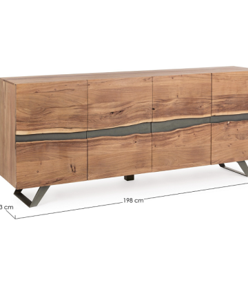 Credenza in legno d'acacia Nika 4 ante misure