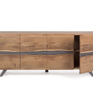 Credenza in legno d'acacia Nika 4 ante open