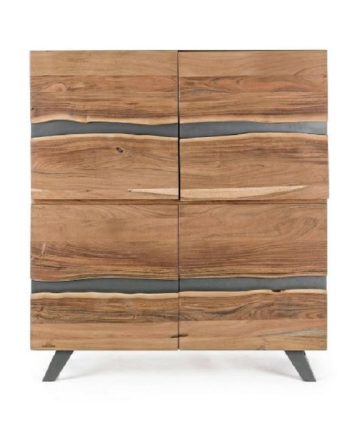 Credenza in legno di acacia Nika 2+2 ante front