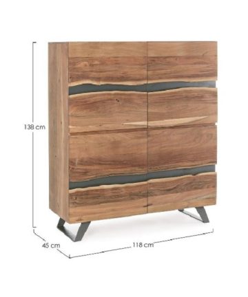 Credenza in legno di acacia Nika 2+2 ante misure