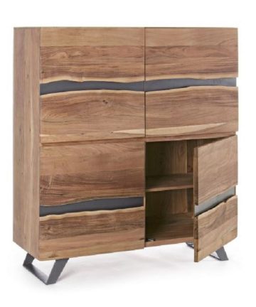 Credenza in legno di acacia Nika 2+2 ante open