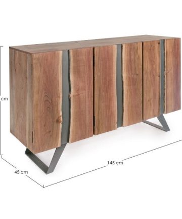 Credenza in legno di acacia Nika 3 ante misure
